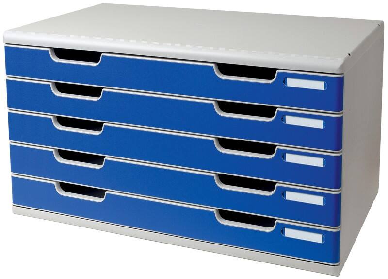 Exacompta Ablagesysteme Modulo System 2 Polystyrol, PS Lichtgrau, Blau 57,6 x 35 x 32 cm