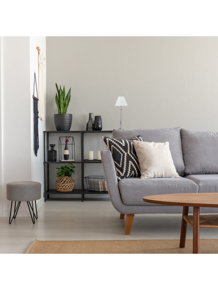 relaxdays Tischlampe in Silber/Weiß - (H)55 x Ø21 cm günstig kaufen onesize