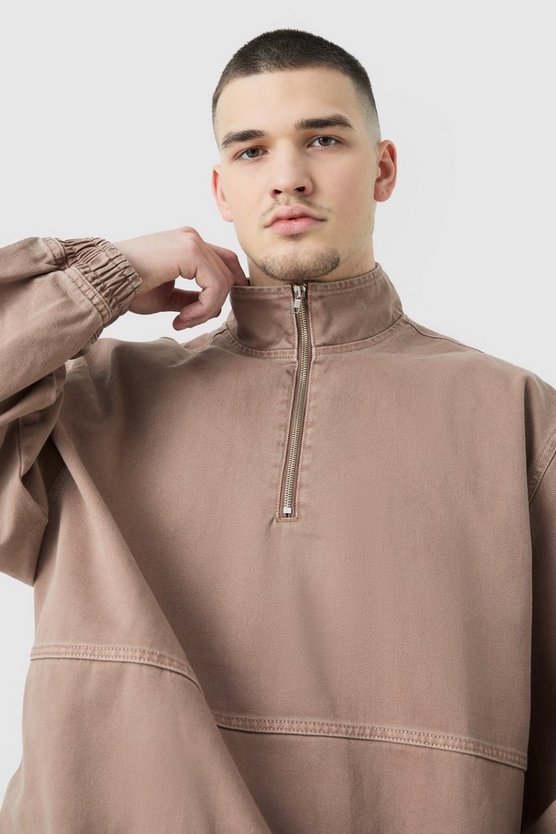 Tall Oversize Jacke mit Trichterkragen und 1/4 Reißverschluss