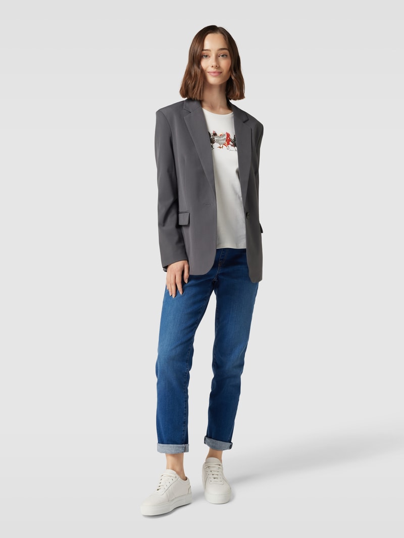 T-Shirt mit Motiv-Stickerei in offwhite