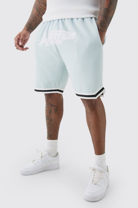 Plus lockere Limited Basketball-Shorts in Lt Blau