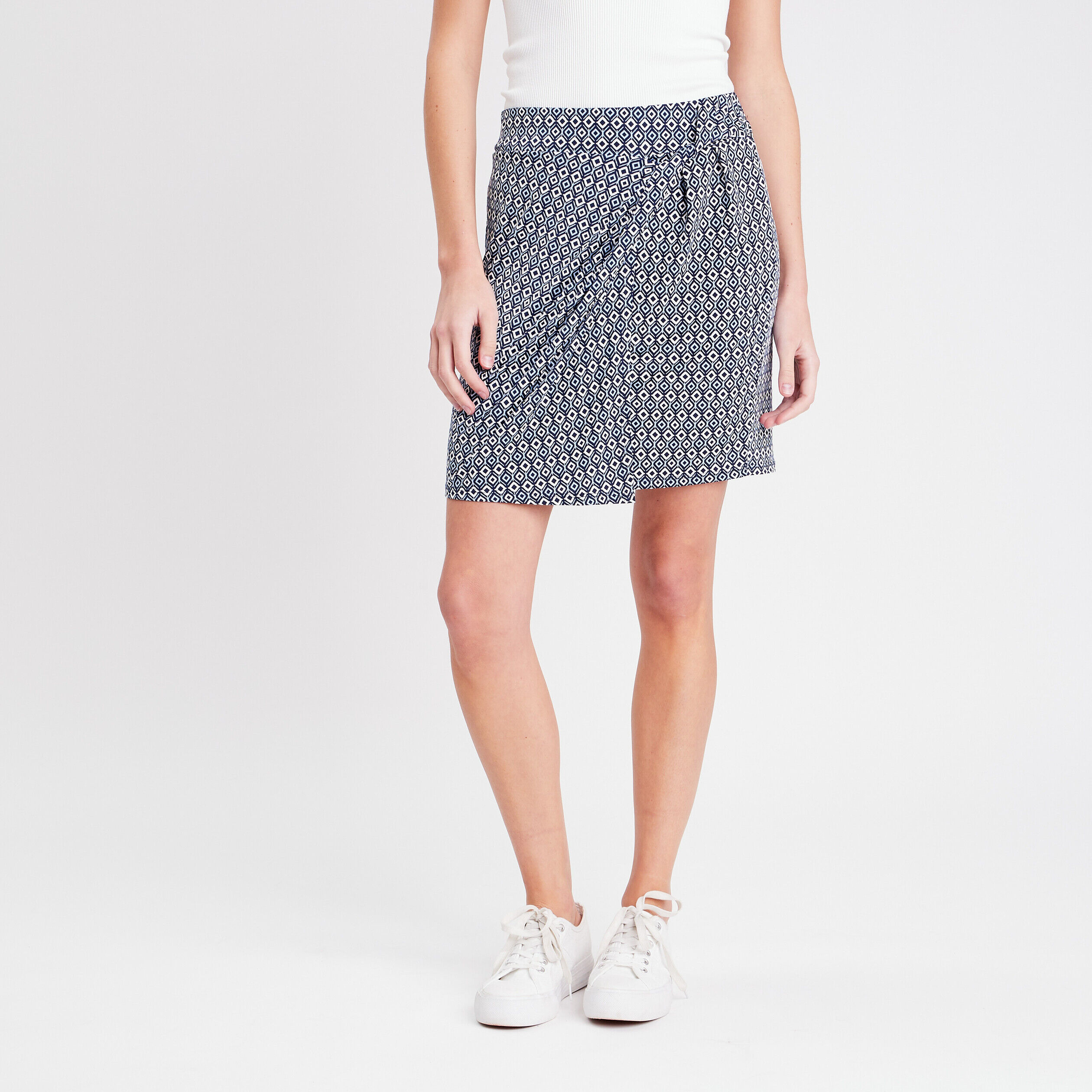 Jupe droite effet drapé bleu clair femme | Cache Cache