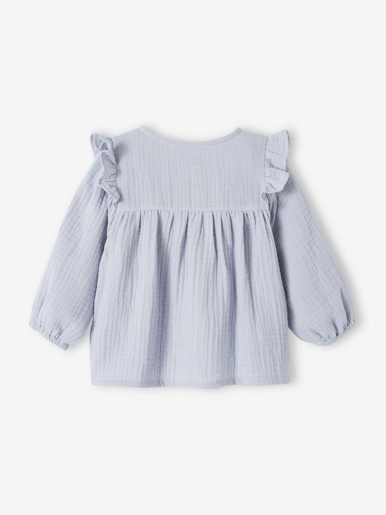 Vertbaudet Mädchen Baby Volant-Bluse - eisblau