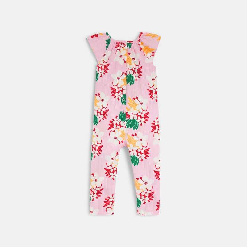 Combinaison bébé fille rose fleurs exotiques Catimini
