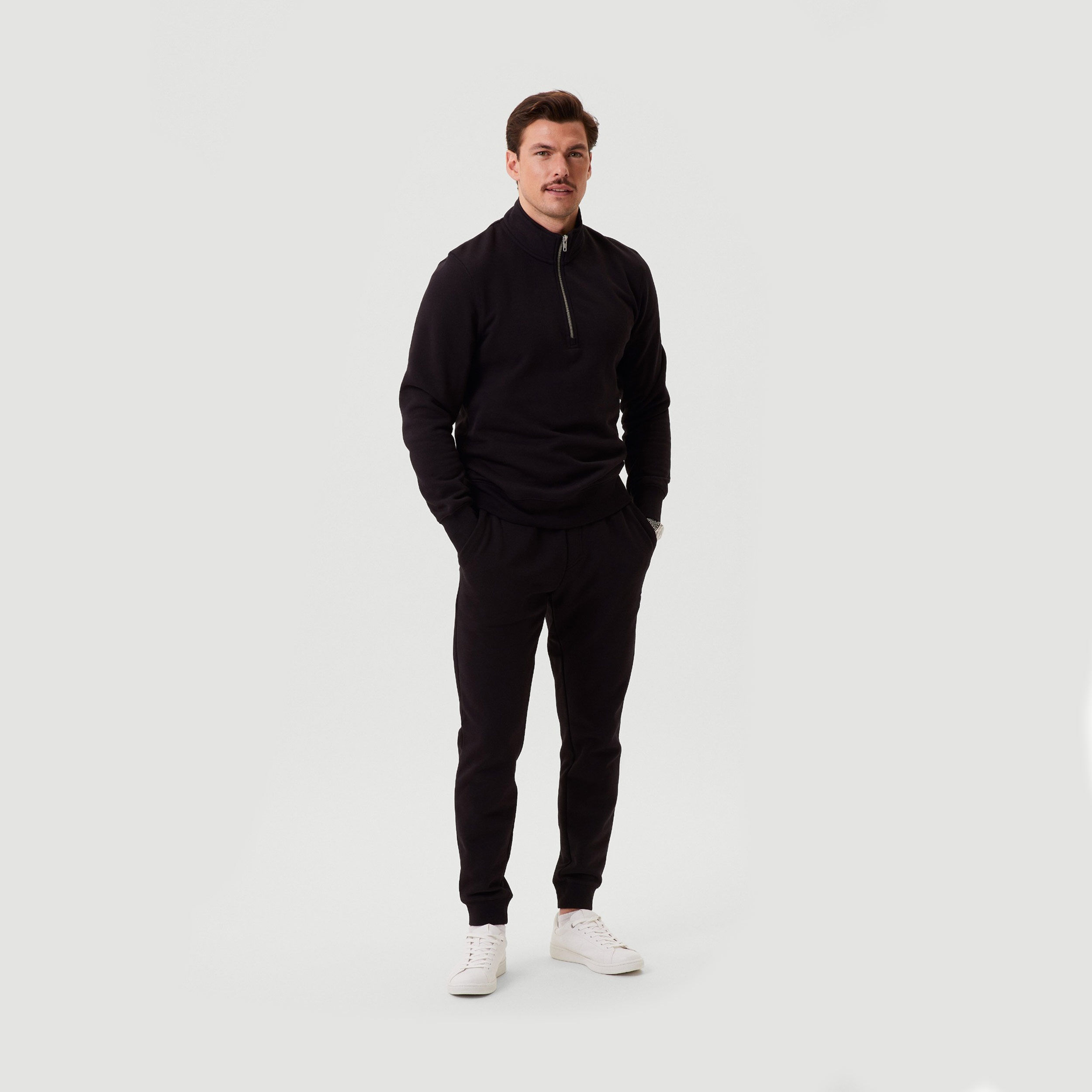 Centre Half-Zip Longsleeve Herren - Schwarz