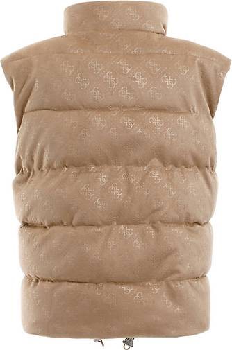 GUESS Damen Steppweste aus Kunstleder JOLE SUEDE PUFFER VEST