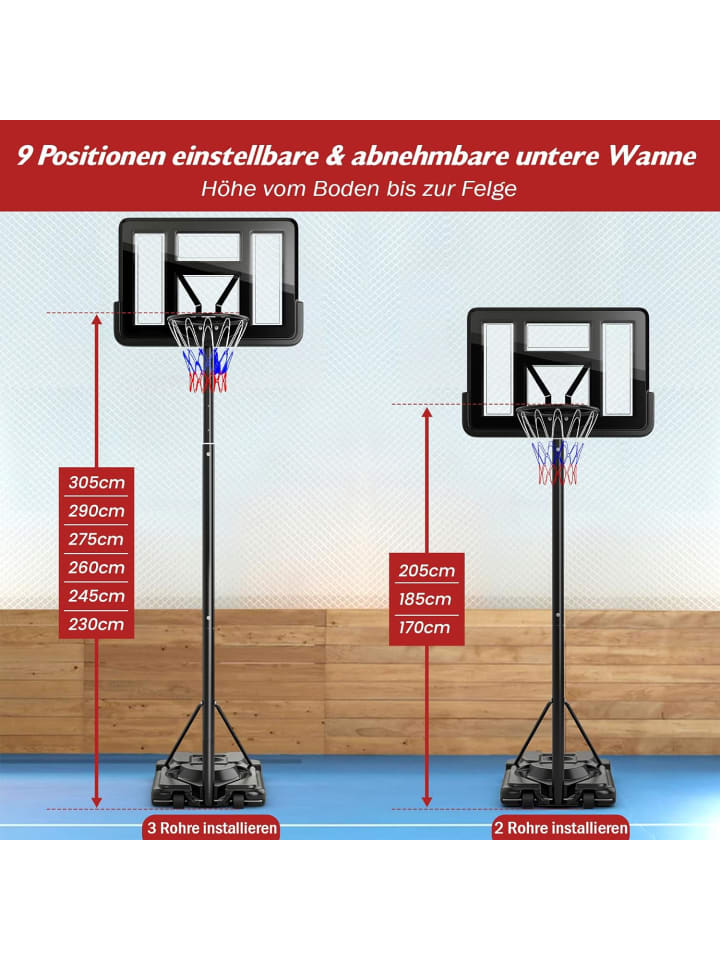 COSTWAY Basketballständer 170-305cm in Schwarz günstig kaufen onesize