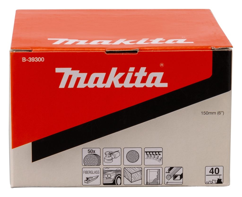 Makita Zubehör B-39300 Schleifscheibe K40 150 mm Gelb 50 Stück