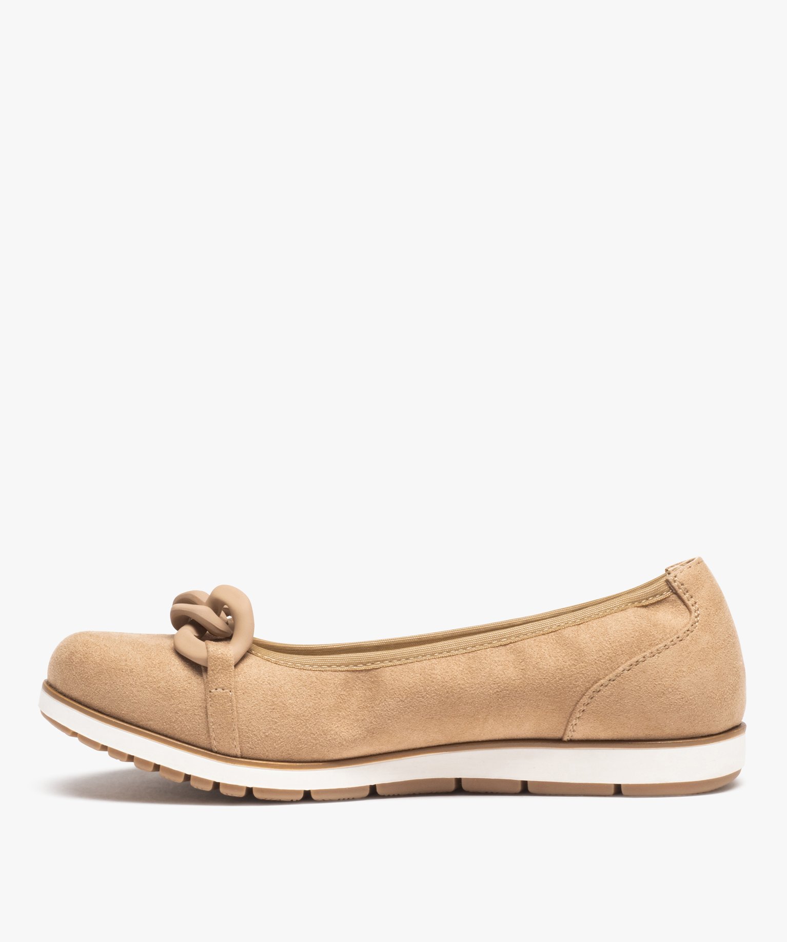 Ballerines femme avec chaine fantaisie et semelle bicolore beige | GEMO