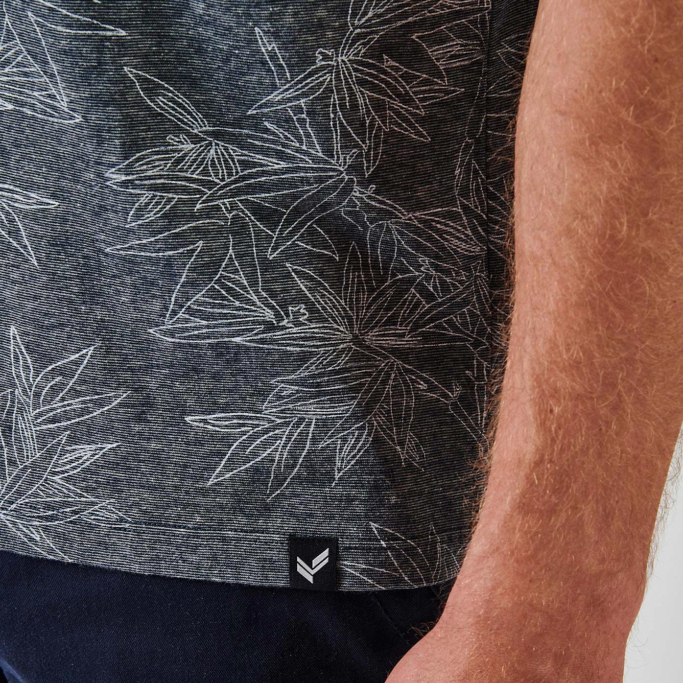 NASH   T-shirt bleu imprimé Homme 100% coton