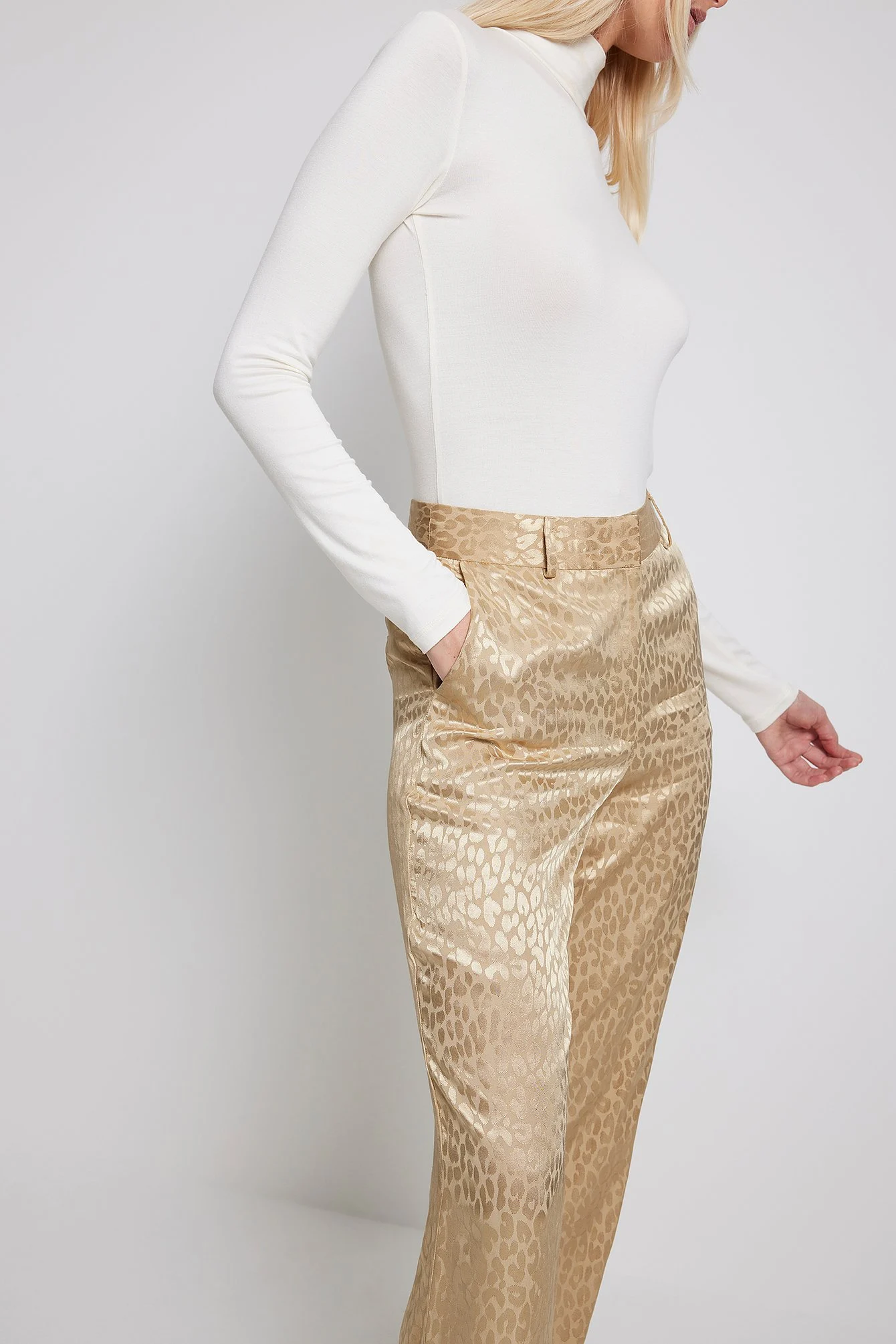 Ausgestellte Jacquard-Anzugshose mit hoher Taille