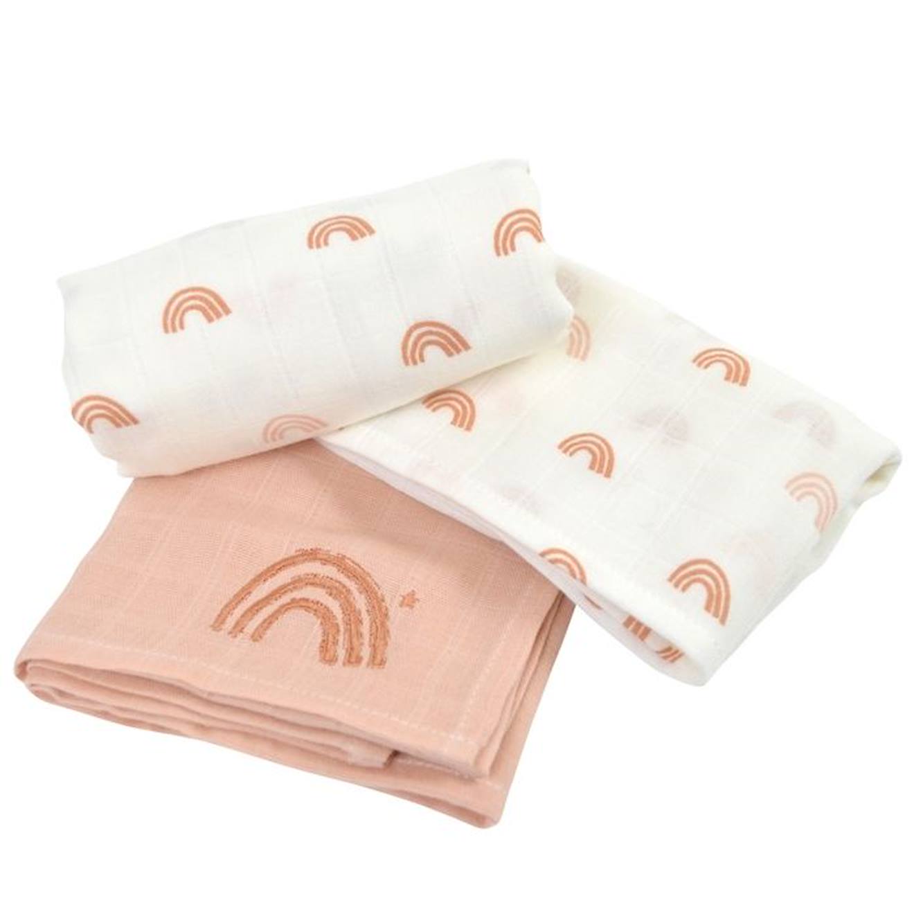 Lot de 3 langes en coton bio* Rainbow beige