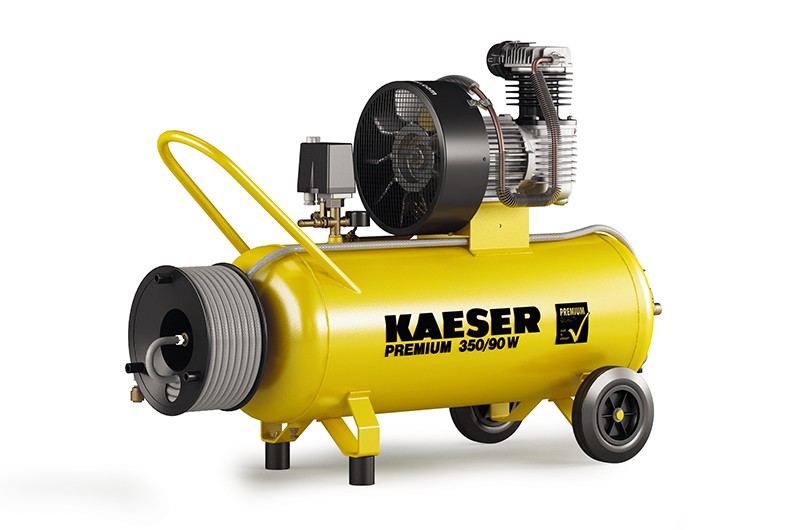 Kompresor Kaeser 1.1815.10011 Premium 350/90W 230 Volt + bęben w komplecie. Wąż powietrzny o długości 20 m