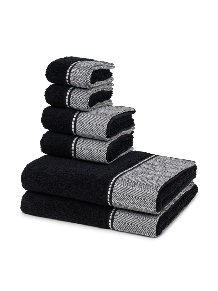 Möve 2 X Seif- 2 X Gäste- 2 X Handtuch im Set Brooklyn in Black günstig kaufen 6