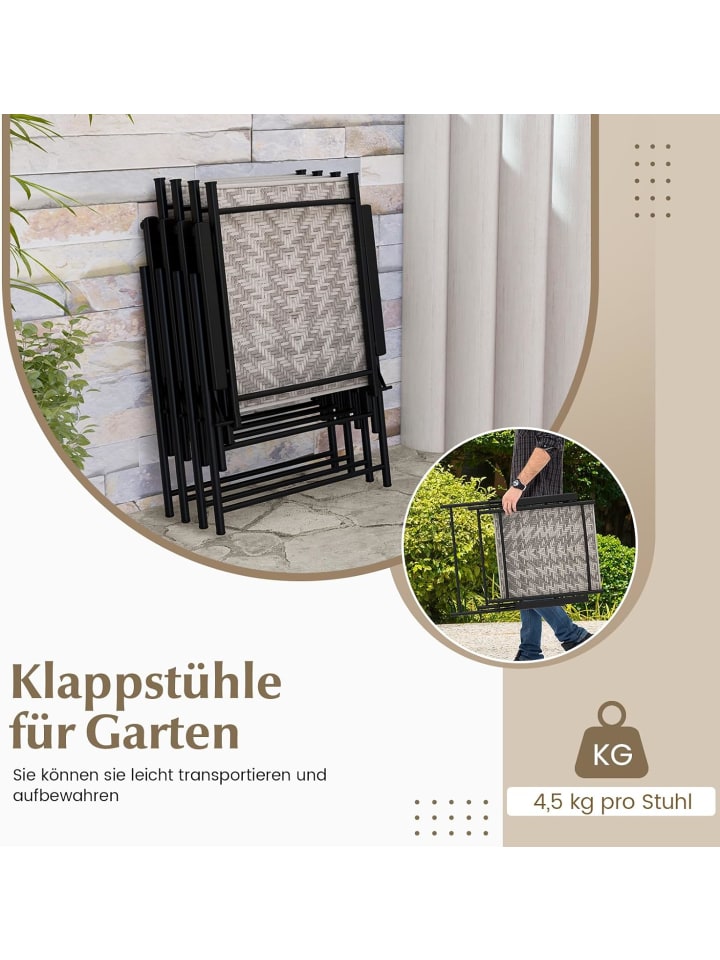 COSTWAY 2er Set Gartenstühle Polyrattan in Grau günstig kaufen onesize