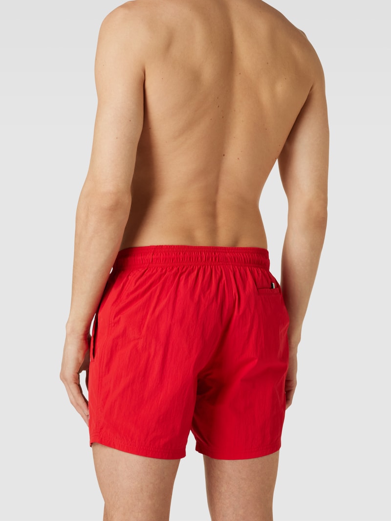 Badehose mit Label-Print Modell 'Octopus' in rot
