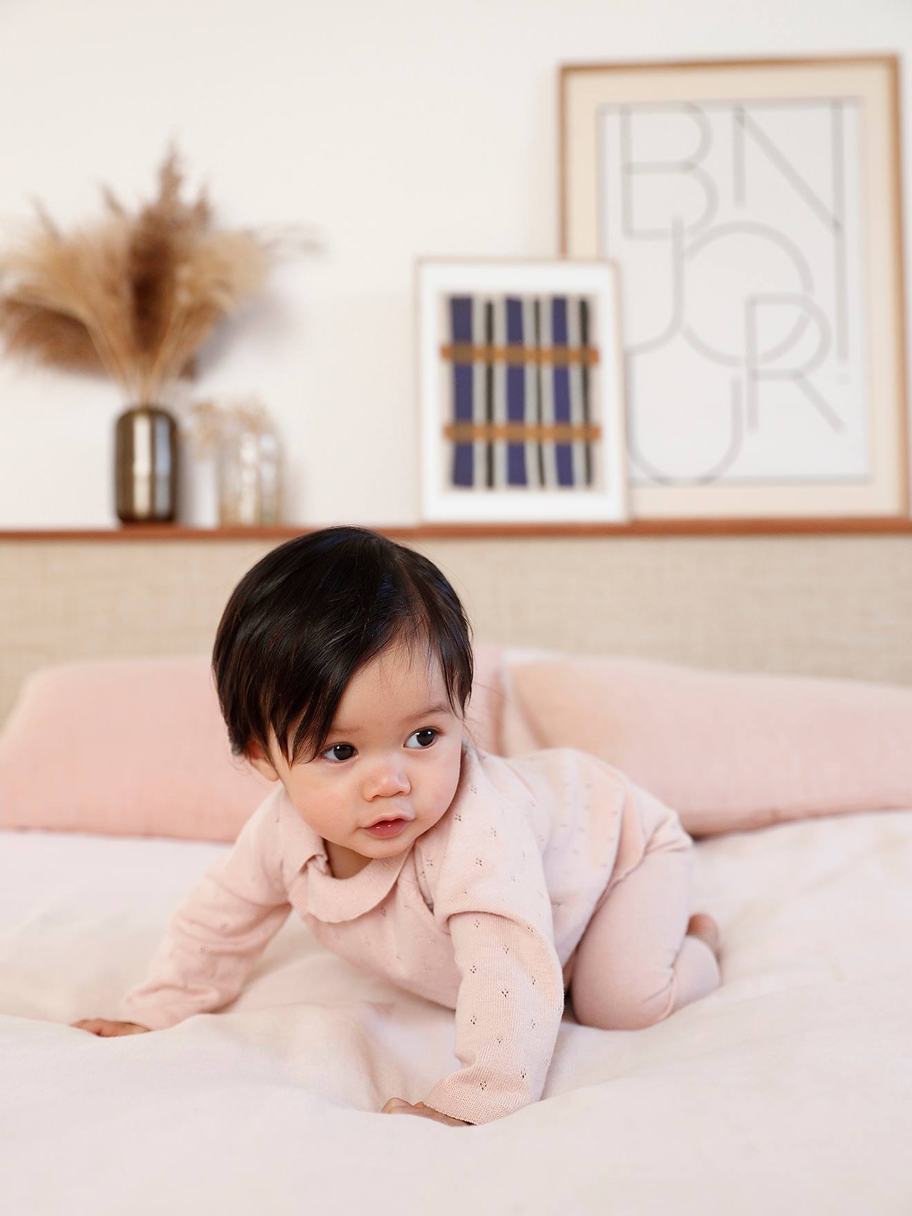 Vertbaudet Baby Strick-Set: Pullover & Hose Oeko-Tex - rosa nude