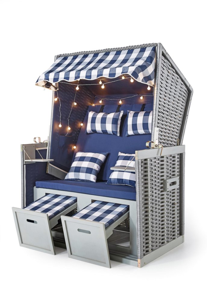 Strandkorb für 2 Personen mit LED
