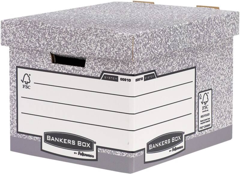 Bankers Box FastFold Archivbox Grau 33,5 (B) x 40,4 (T) x 29,2 (H) cm 10 Stück
