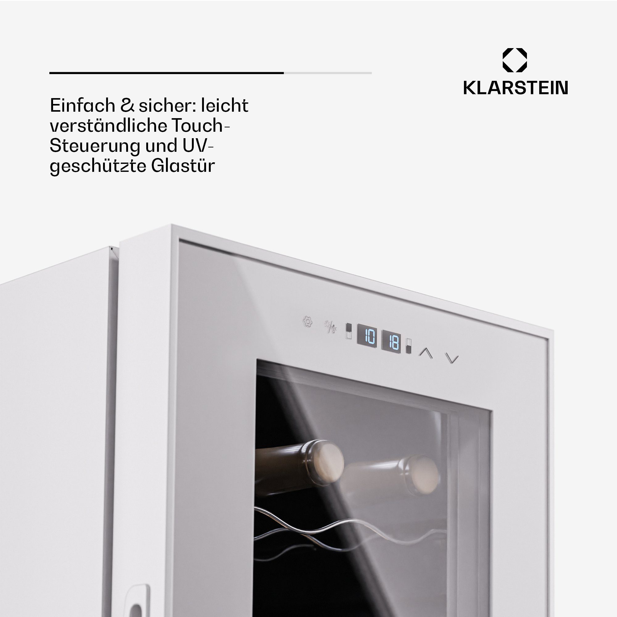 Klarstein Weinkühlschrank Shiraz 18 Duo, für 18 Standardflaschen á 0,75l,Wein Flaschenkühlschrank Weintemperierschrank Weinschrank Kühlschrank