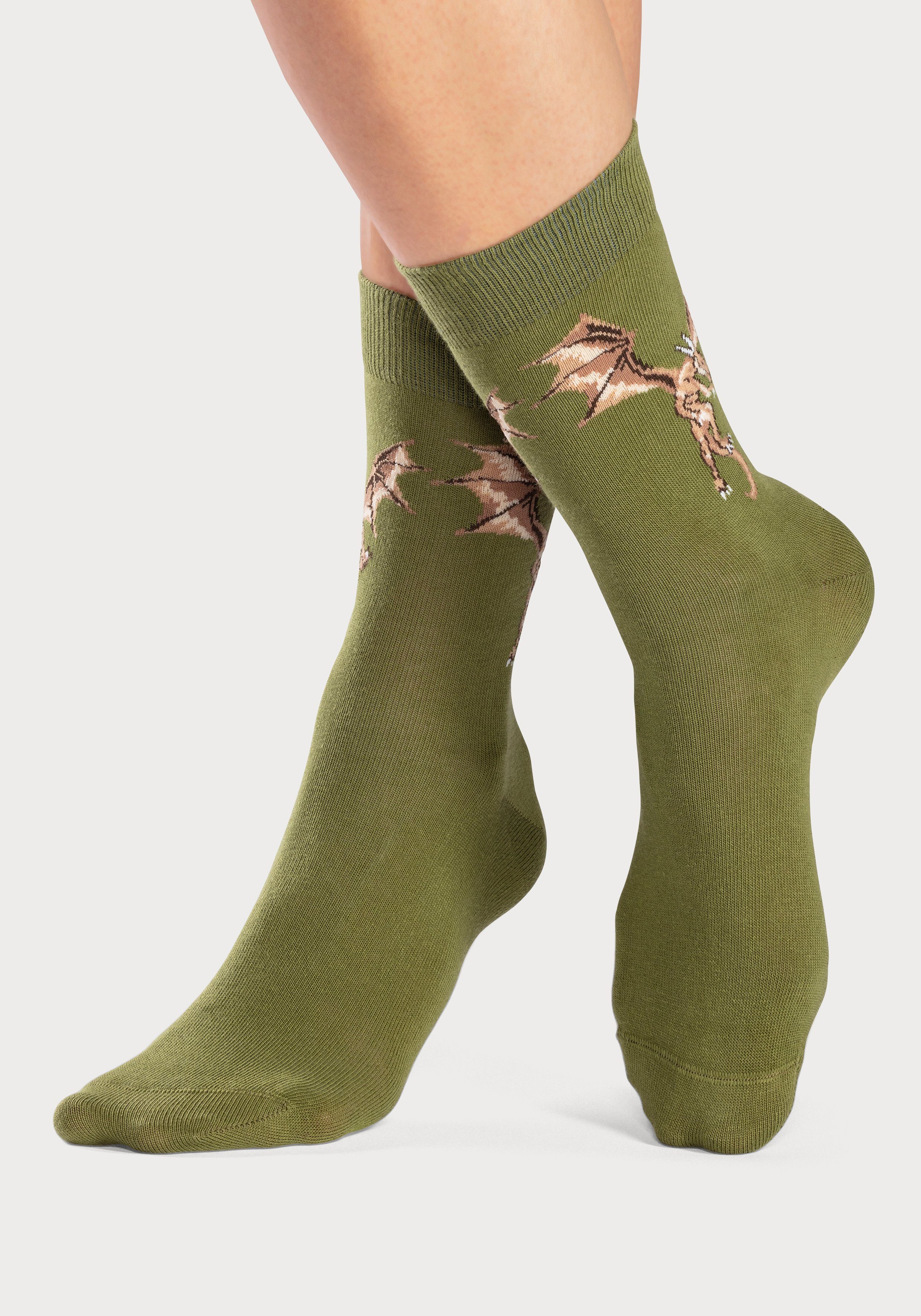H.I.S Socken (5-Paar) mit unterschiedlichen Drachen Motiven