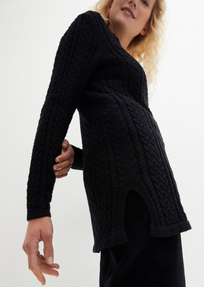 Weiter Baumwoll-Pullover mit Polokragen