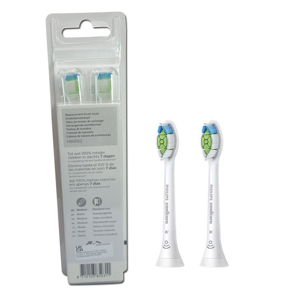 Philips Sonicare Aufsteckbürsten W2 Optimal White, Packung, 2 Stück, HX6062/10
