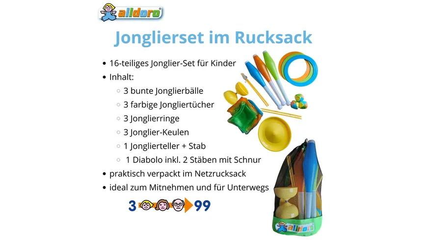 alldoro 60130 - Jonglierset im Rucksack