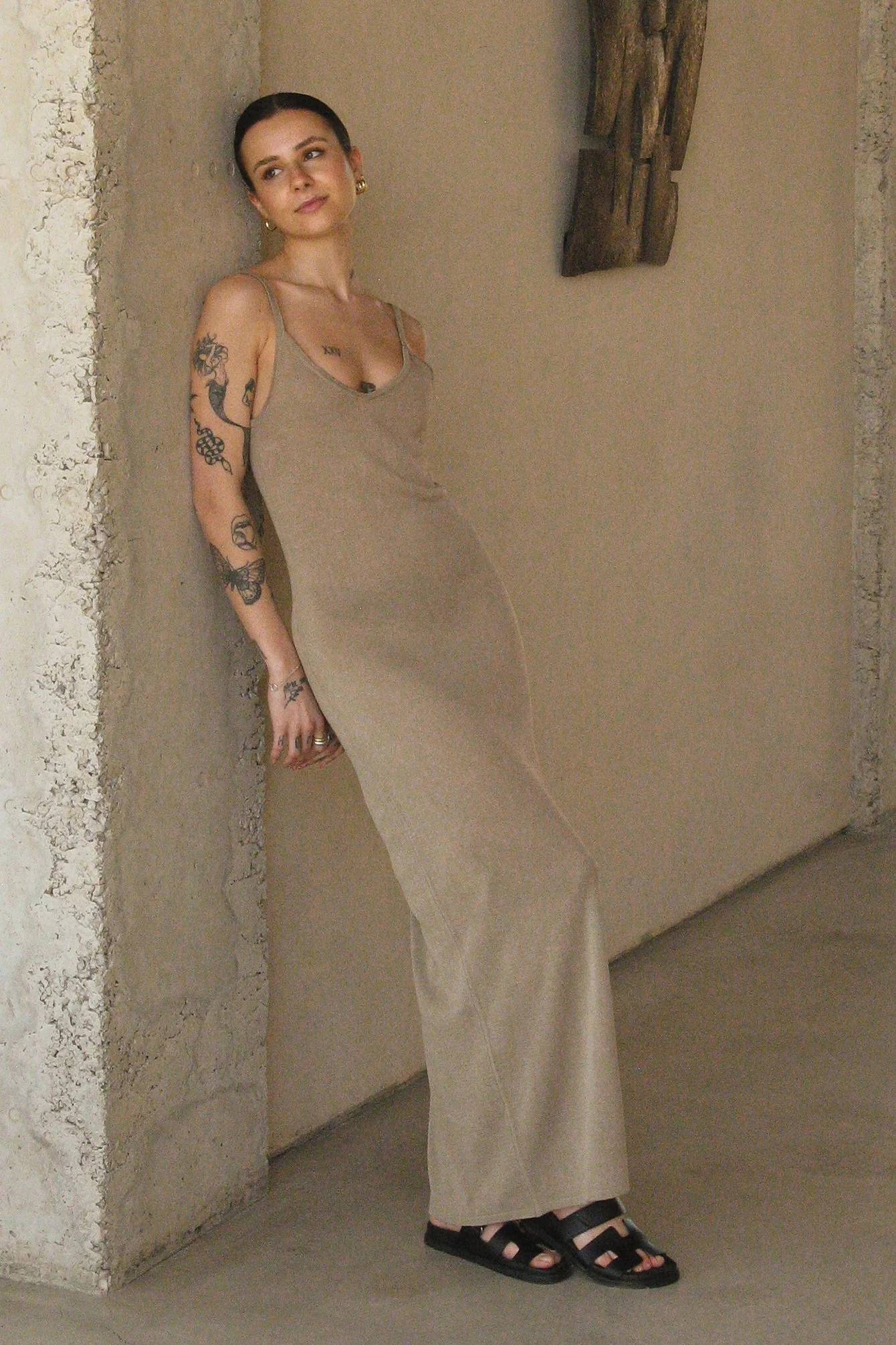 V-neck Knitted Long Dress