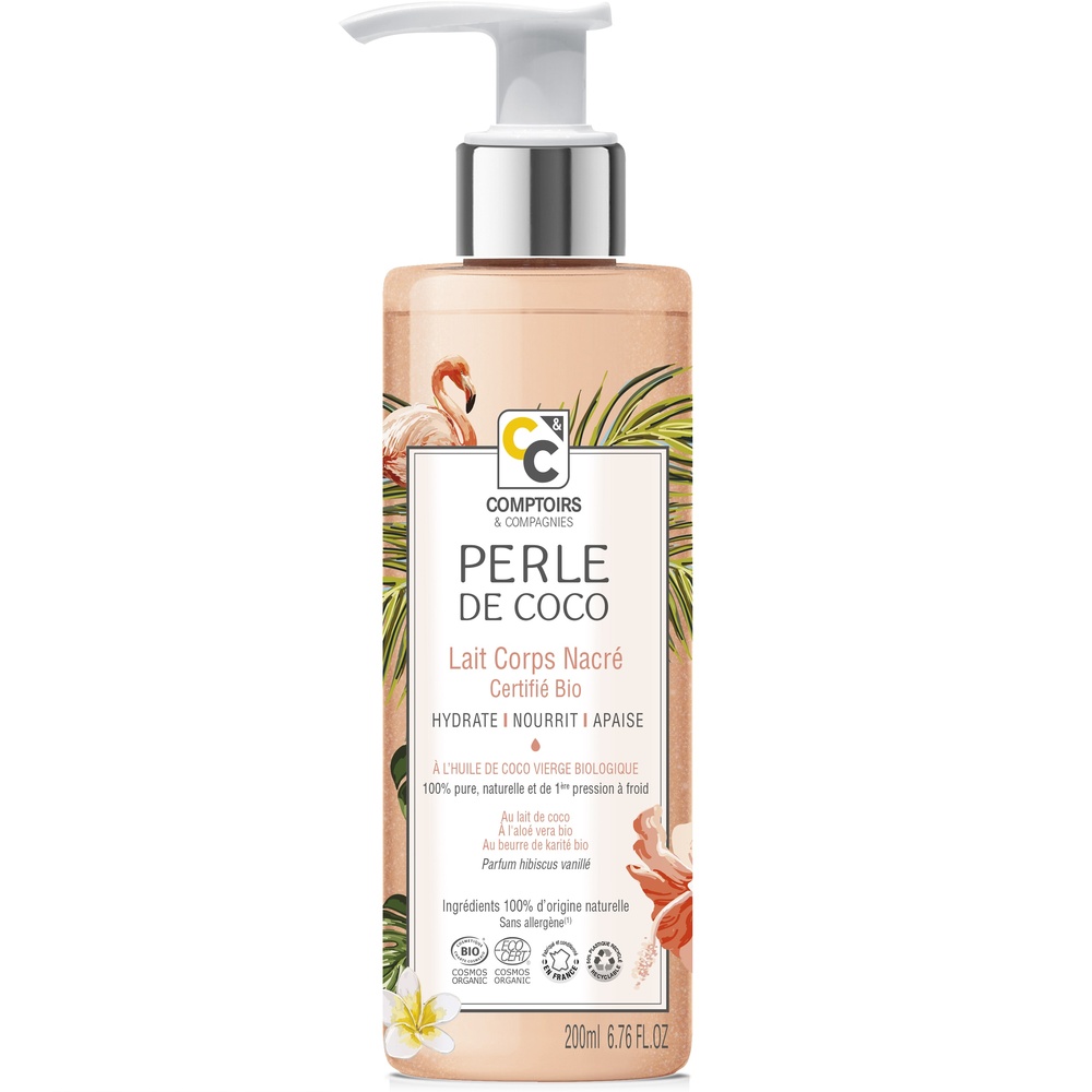 comptoirs et compagnies LAIT CORPS NACRÉ CERTIFIÉ COSMOS ORGANIC PERLE DE COCO LAIT CORPS