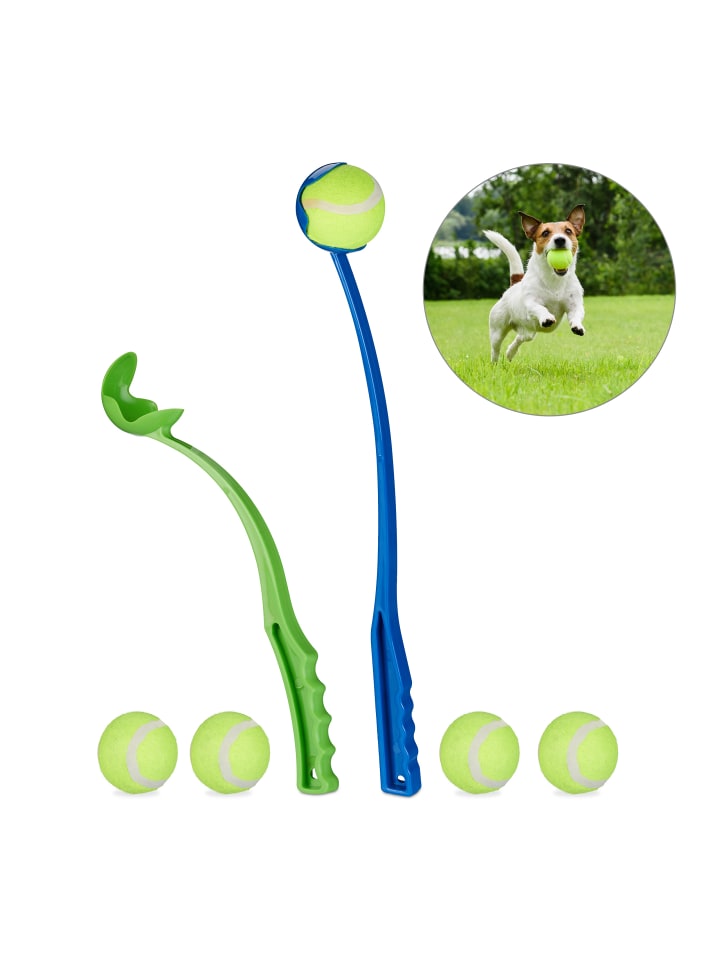 relaxdays 2x Ballschleuder in Blau/Grün günstig kaufen onesize