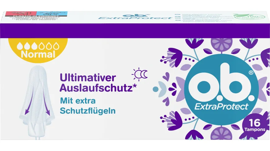 o.b. Tampons Extra Protect ultimativer Auslaufschutz mit extra Schutzflügeln
