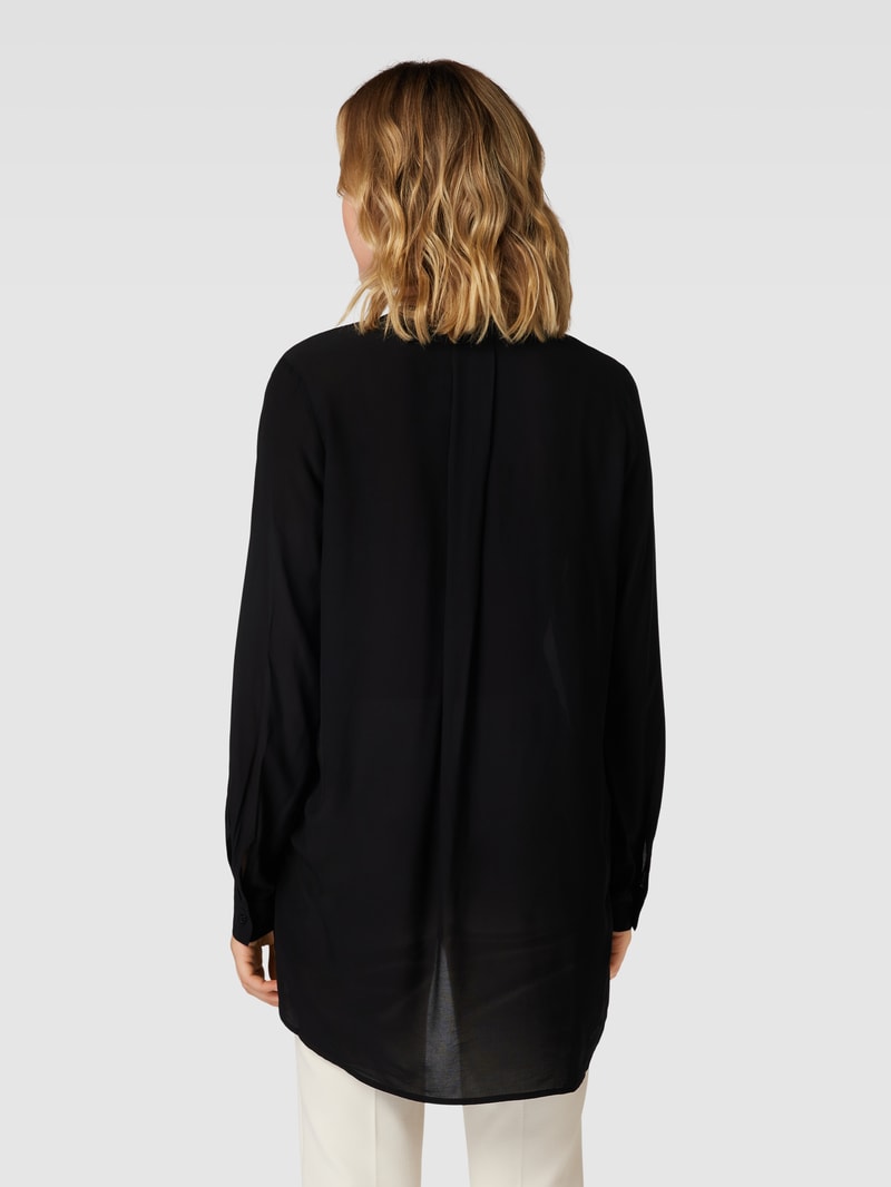 Bluse mit Serafino-Ausschnitt Modell 'Facura' in schwarz