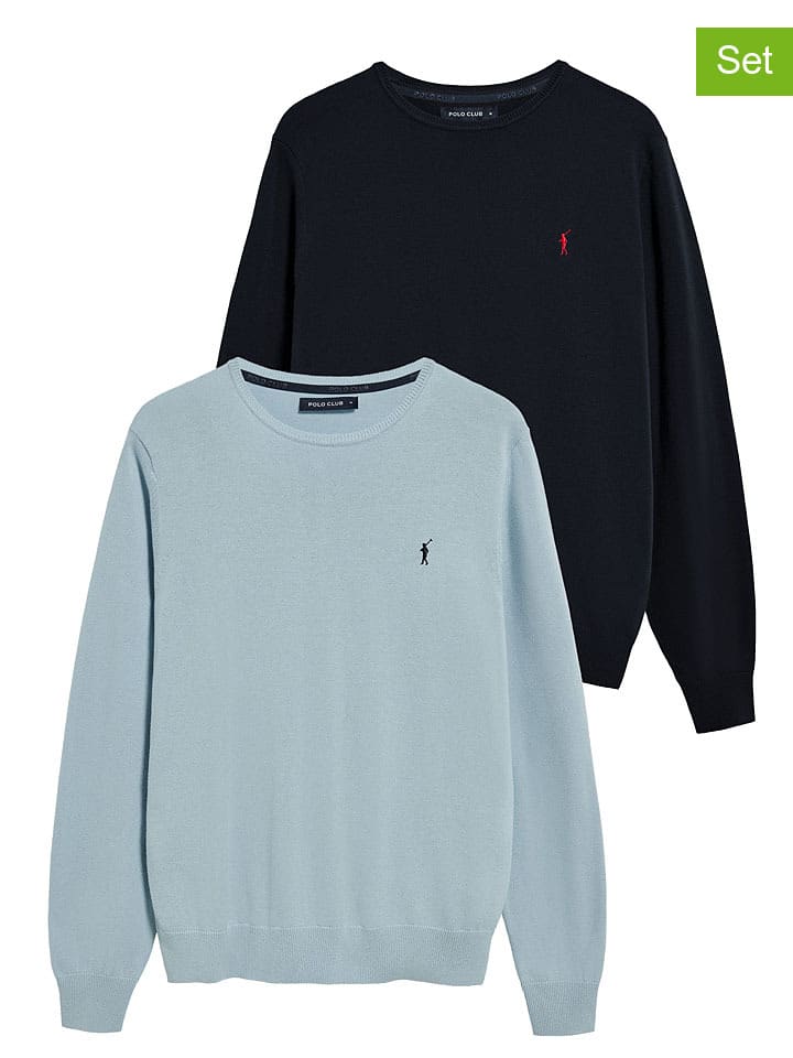 Polo Club 2er-Set: Pullover in Dunkelblau/ Hellblau günstig kaufen
