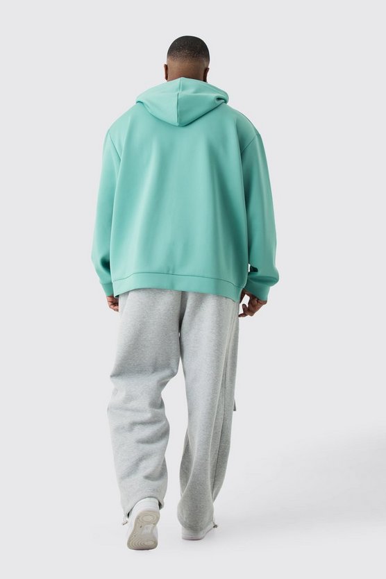Plus Oversize Scuba Hoodie mit Reißverschluss
