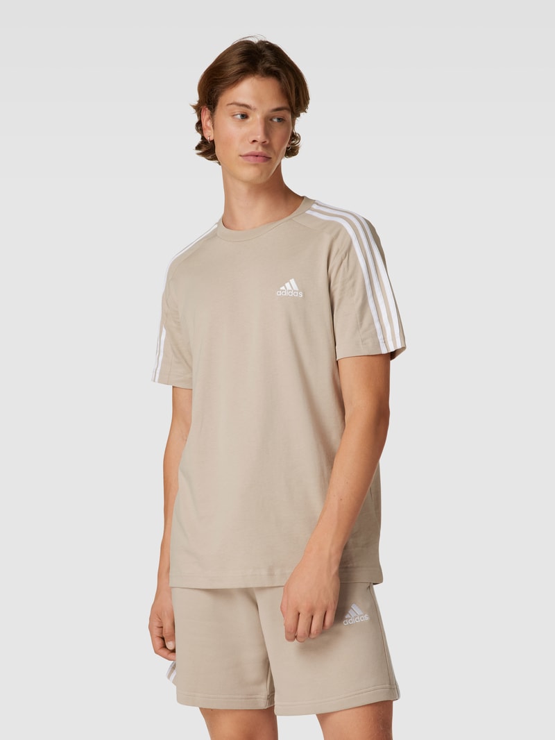 T-Shirt mit Label-Stitching in beige