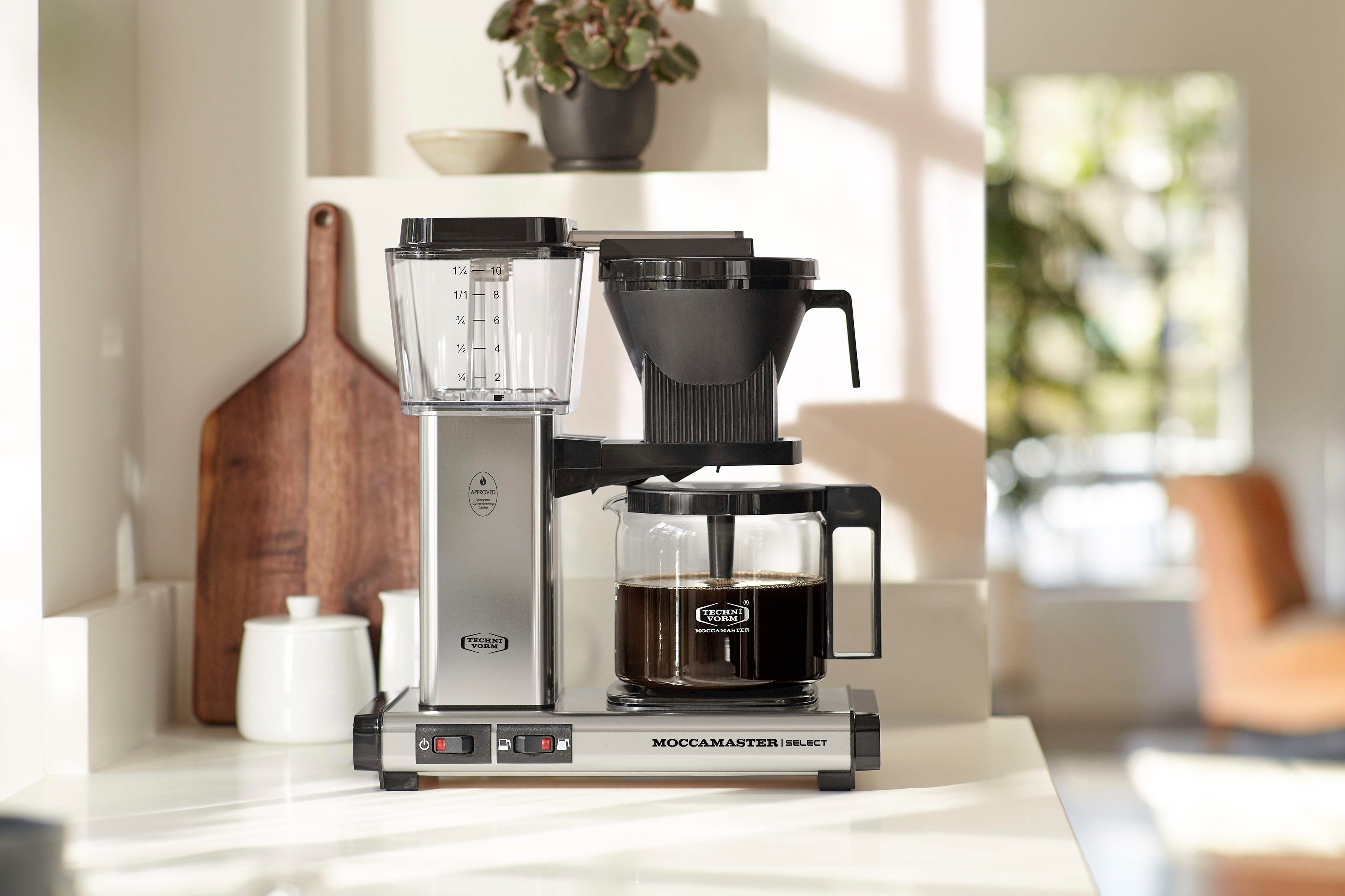 Moccamaster Filterkaffeemaschine KBG Select polished silver, 1,25l Kaffeekanne, Papierfilter 1x4