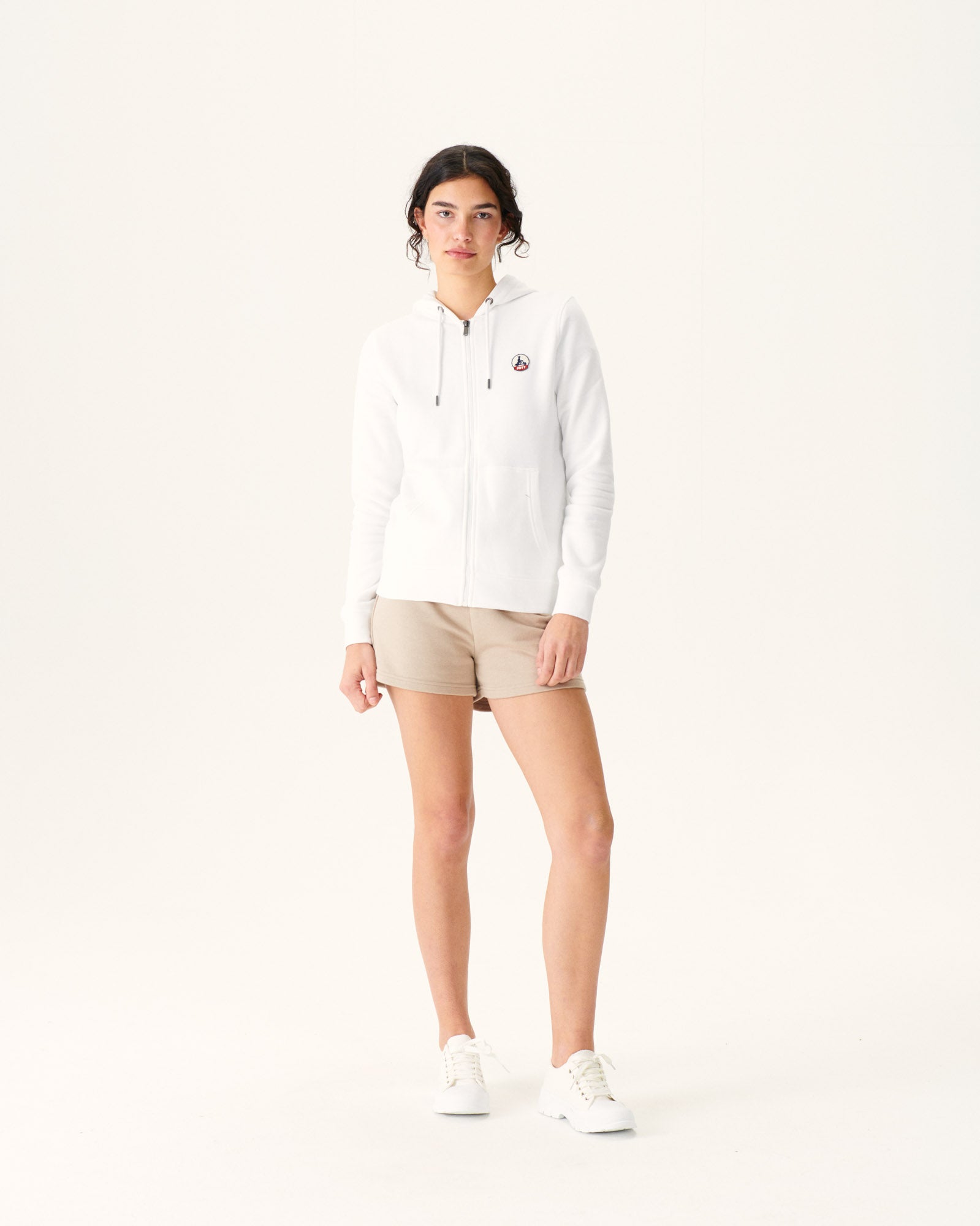 Sweat à capuche femme en coton biologique Blanc Oaxaca