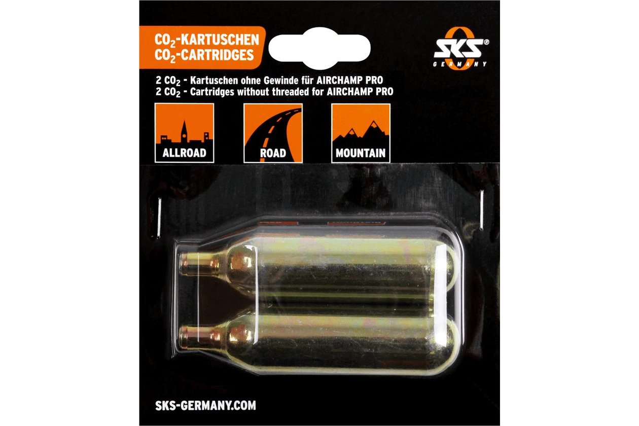 SKS CO2 Ersatzkartuschen Set fu00fcr Airchamp ohne Gewinde - 16g