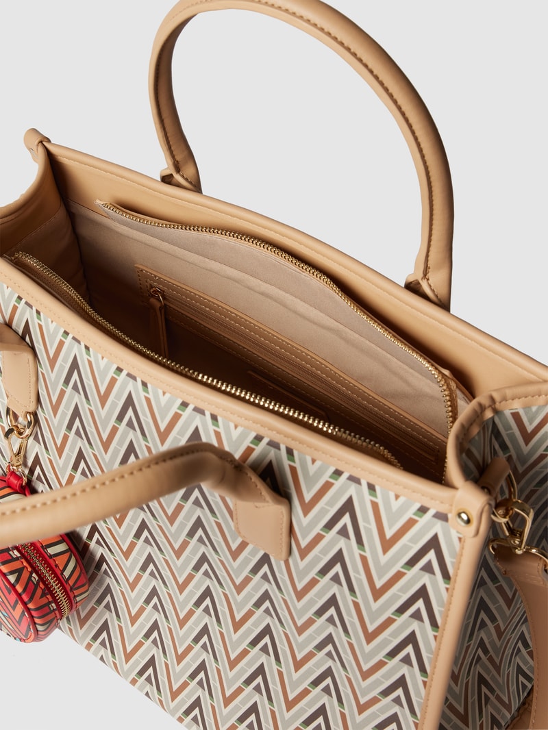 Shopper mit grafischem Allover-Logo-Muster in beige