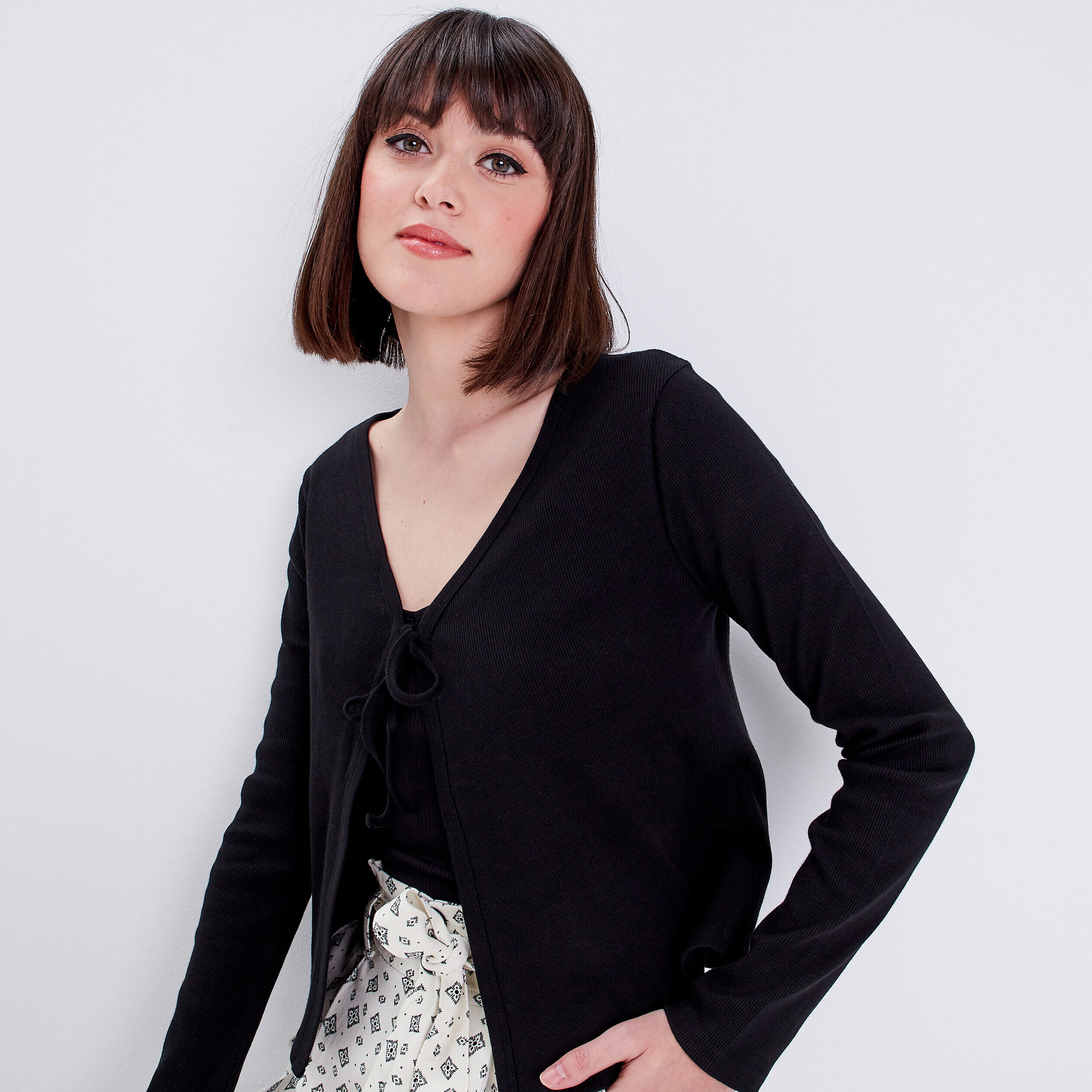 Gilet manches longues noir femme | Cache Cache