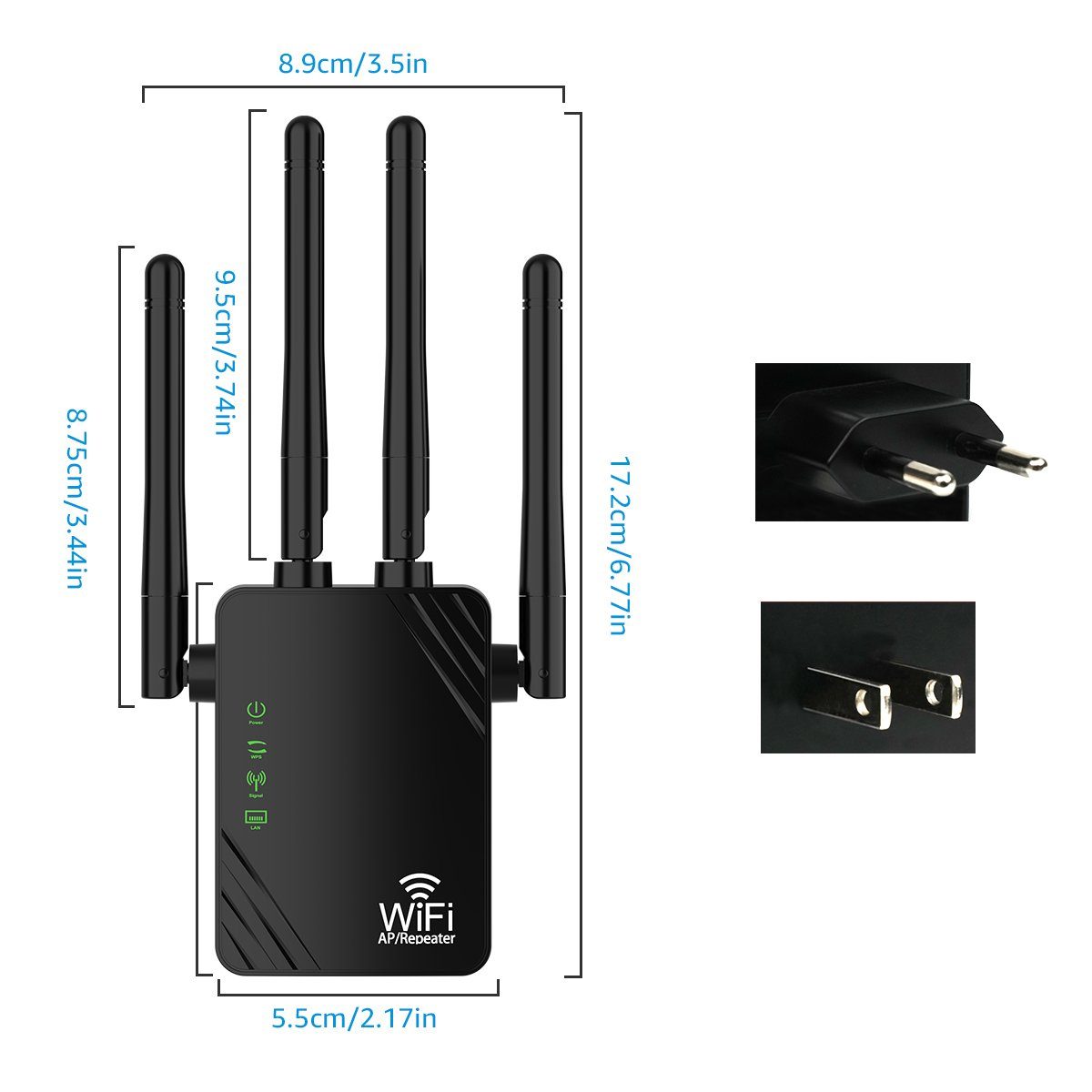 MOOHO WLAN Repeater WiFi Verstärker 1200Mbit/s 5GHz & 2.4GHz Dual-Band WLAN-Repeater, WLAN-Repeater