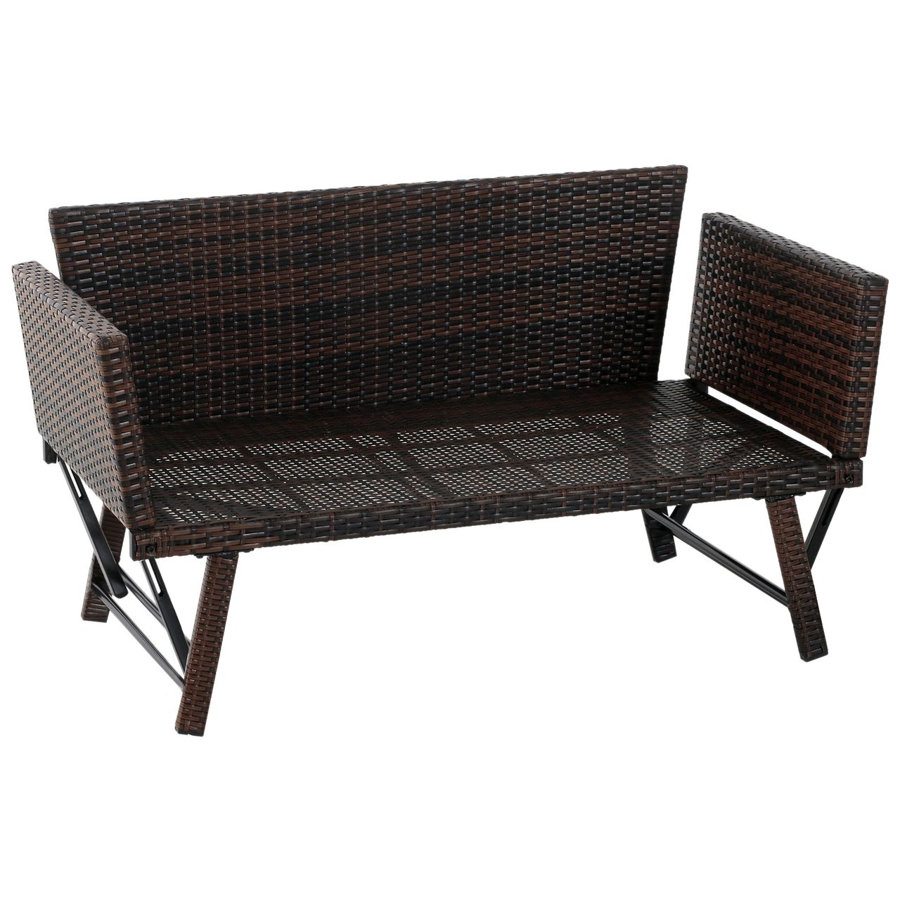 Outsunny Polyrattan Gartensofa 2 Sitzer Loungesofa Gartenliege klappbar Braun