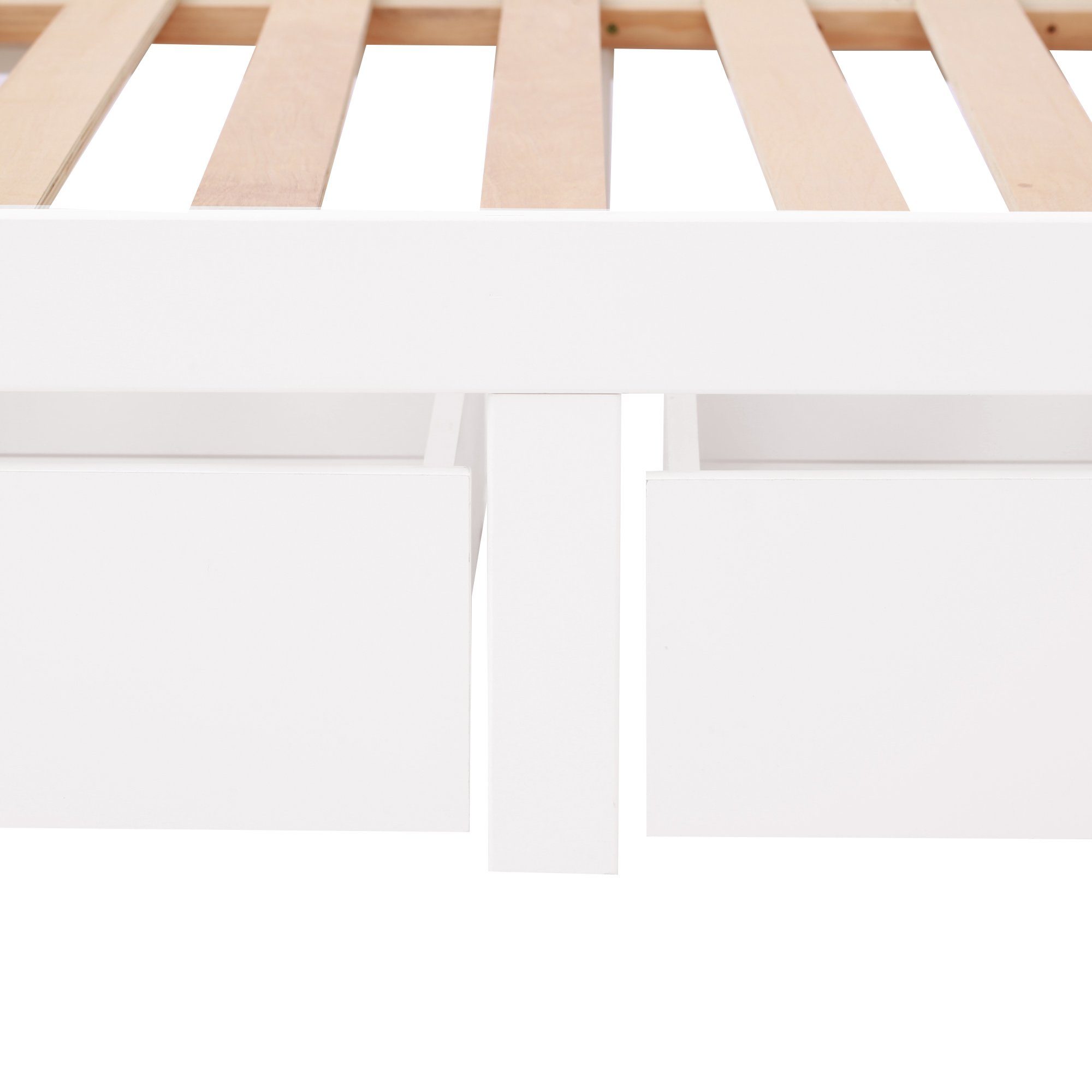 Celya Holzbett Doppelbett,Jugendbett,mit Schubladen zur Aufbewahrung, Rahmen aus Kiefernholz, 90x200cm, weiß