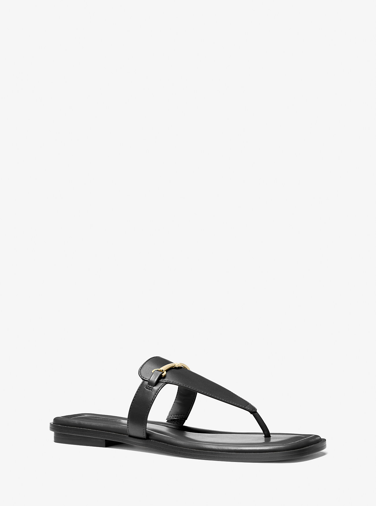 Lena Leather T-Strap Sandal - BLACK