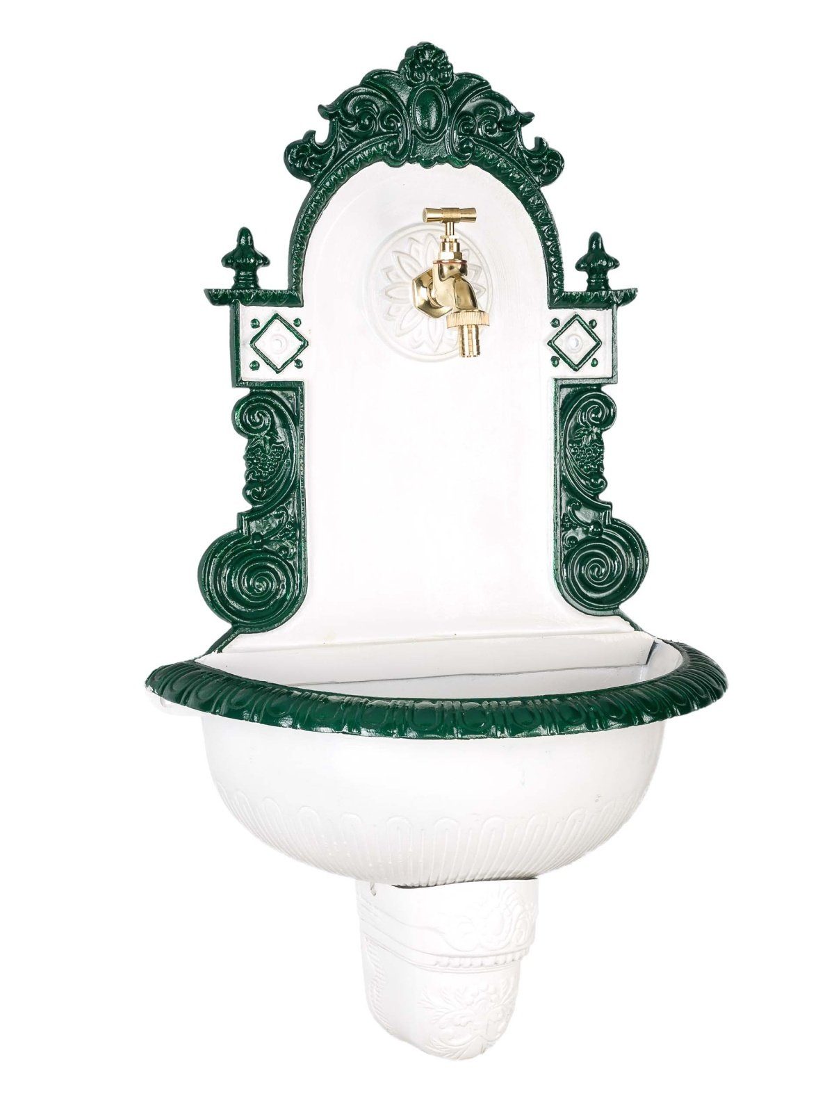 Aubaho Gartenbrunnen Nostalgie Waschbecken Brunnen Wandbrunnen 72cm Aluminium Garten founta