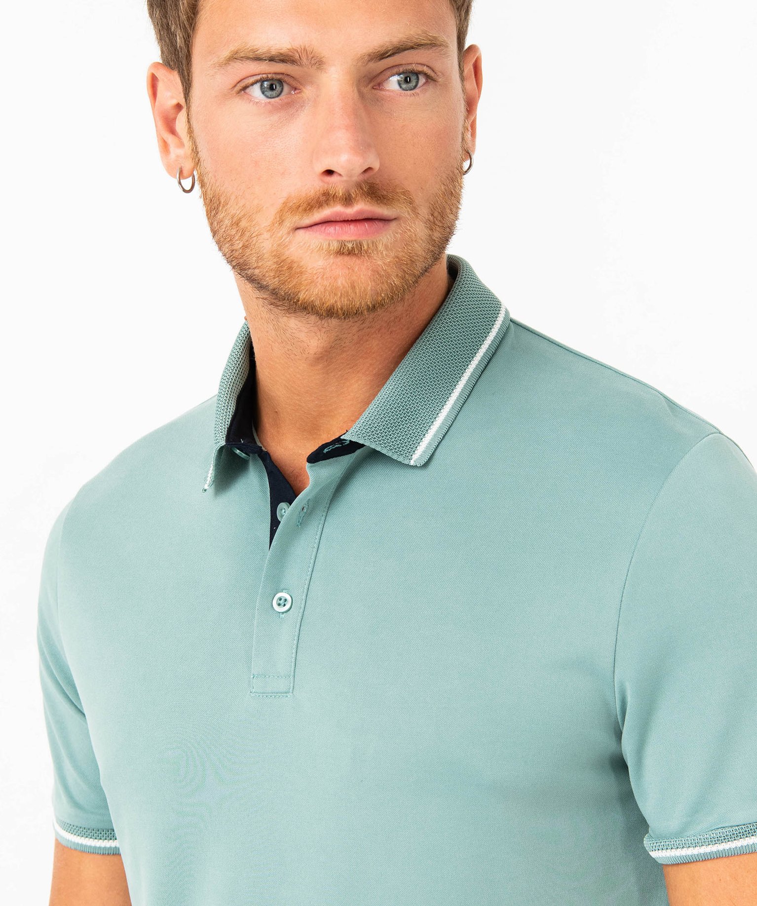 Polo à manches courtes en maille extensible homme vert | GEMO