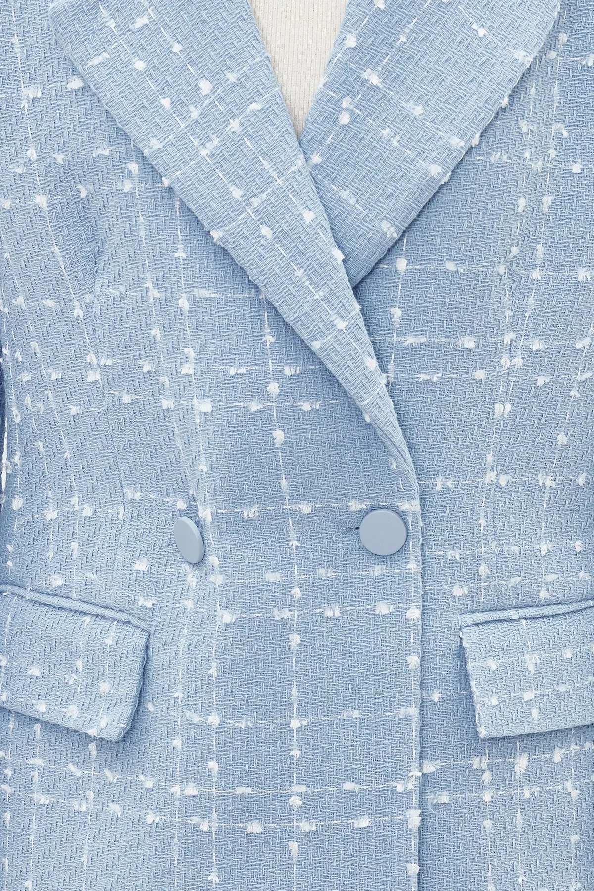 Trendyol Collection  Hellblaue, übergroße, gewebte karierte Blazerjacke TWOAW21CE0105