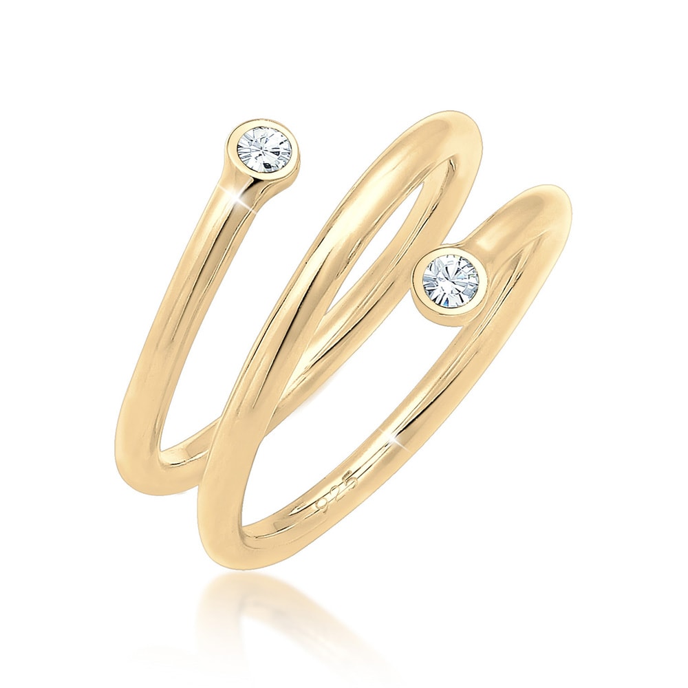 Elli Elli Bague Femme Géo avec Cristaux en Argent Sterling 925 Bague