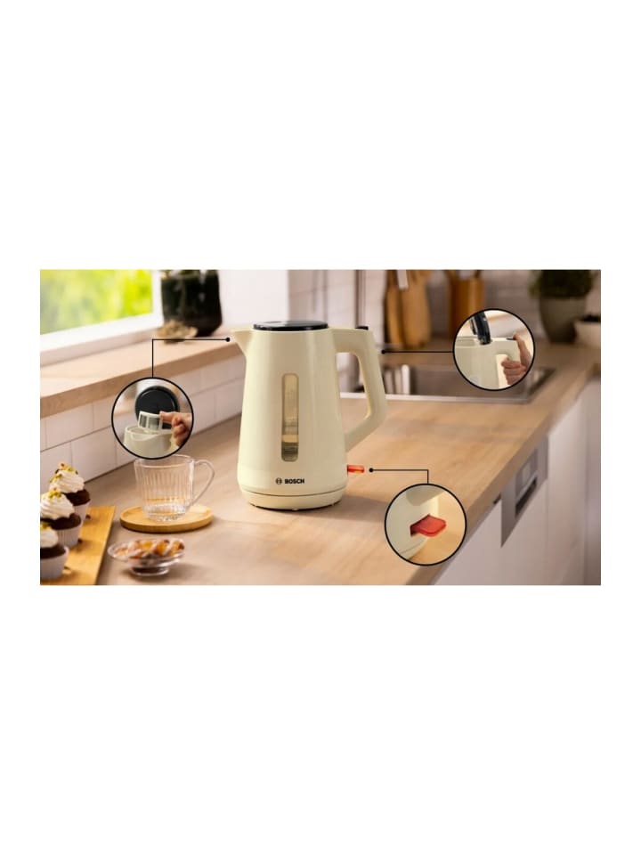 Bosch Leistungsstarker Wasserkocher00 Watt 1,7 Liter Kapazität in Beige günstig kaufen onesize